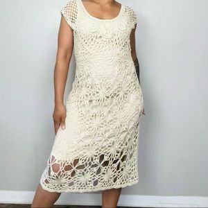 Pyramid Collection Cream Crochet Dress